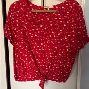 Madewell red floral top